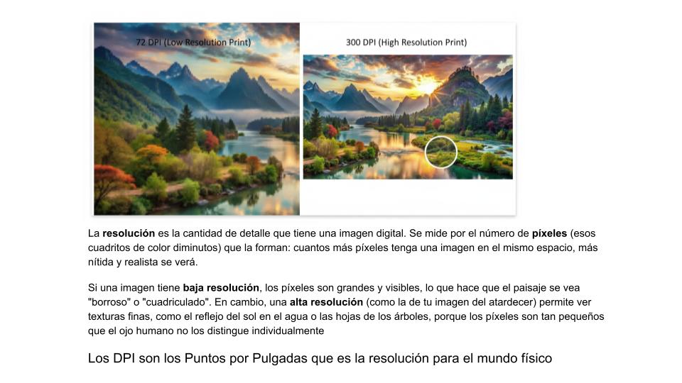 Diapositiva sobre la resolución de imagen